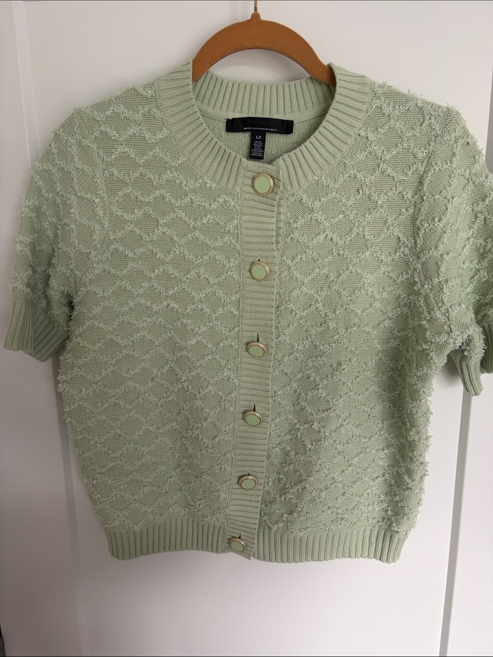 White House Black Market Mint Green Short-Sleeve Knit Cardigan